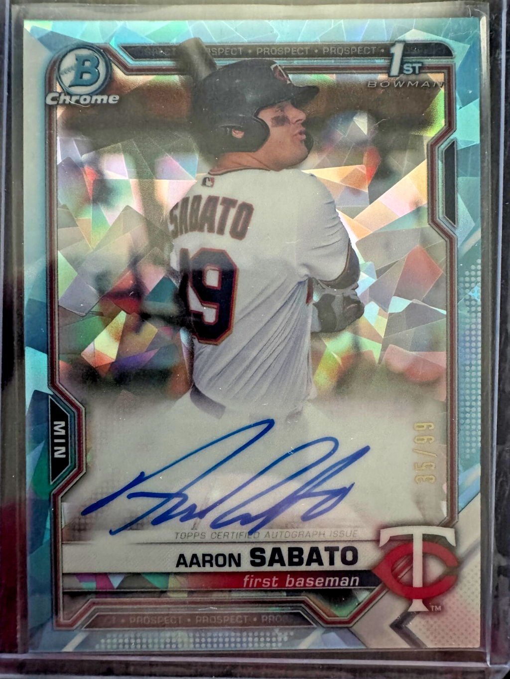 2021 Bowman Sapphire Edition - Chrome Prospects Autograph Aaron Sabato #BSPA-AS