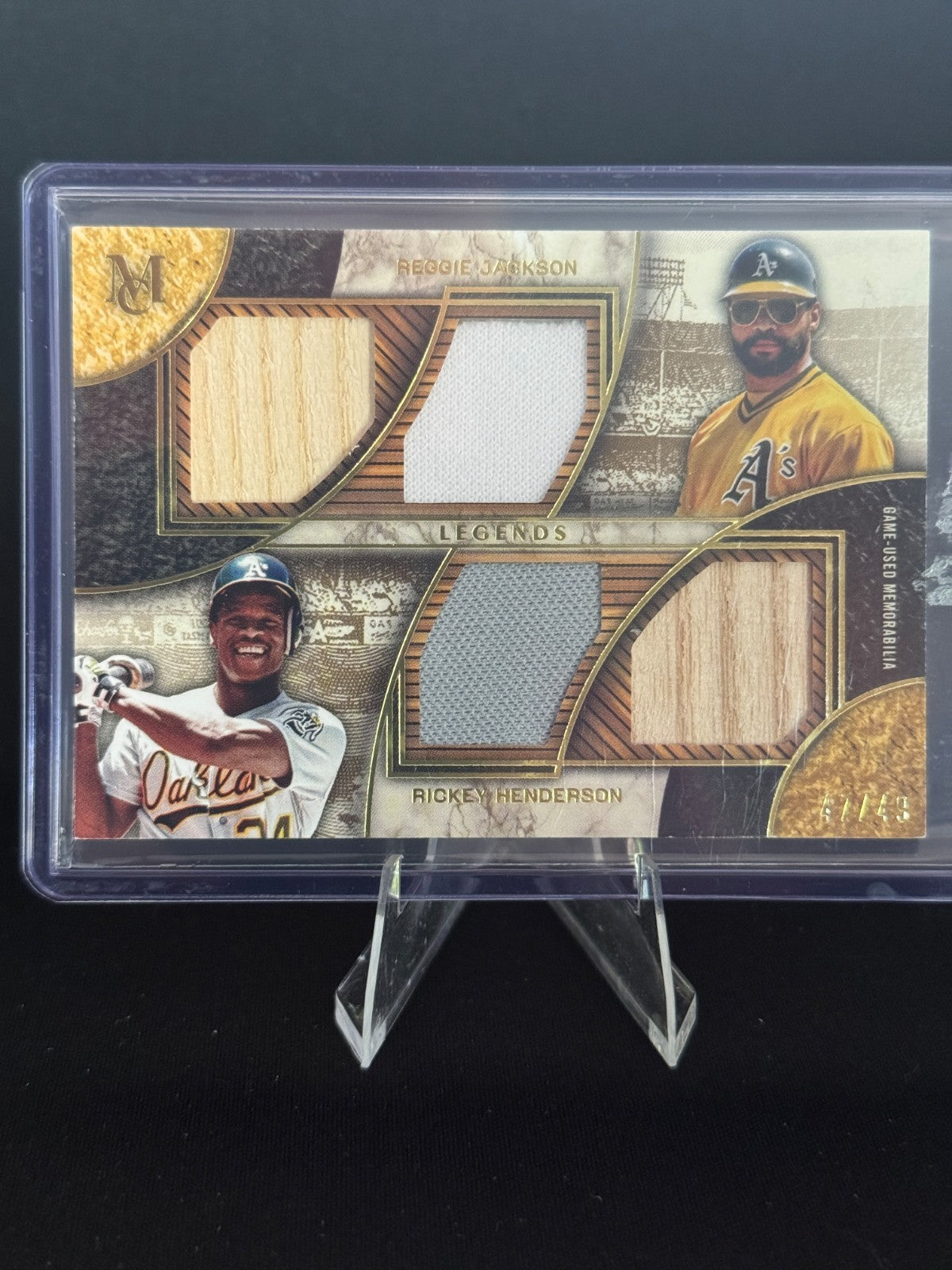 2025 Topps Museum Collection Rickey Henderson Reggie Jackson Gold Quad Relic /49
