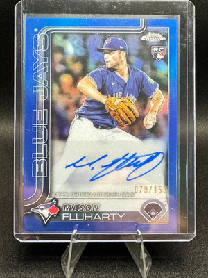 2025 Topps Chrome Update Mason Fluharty Auto Blue /150 Color Match Blue Jays
