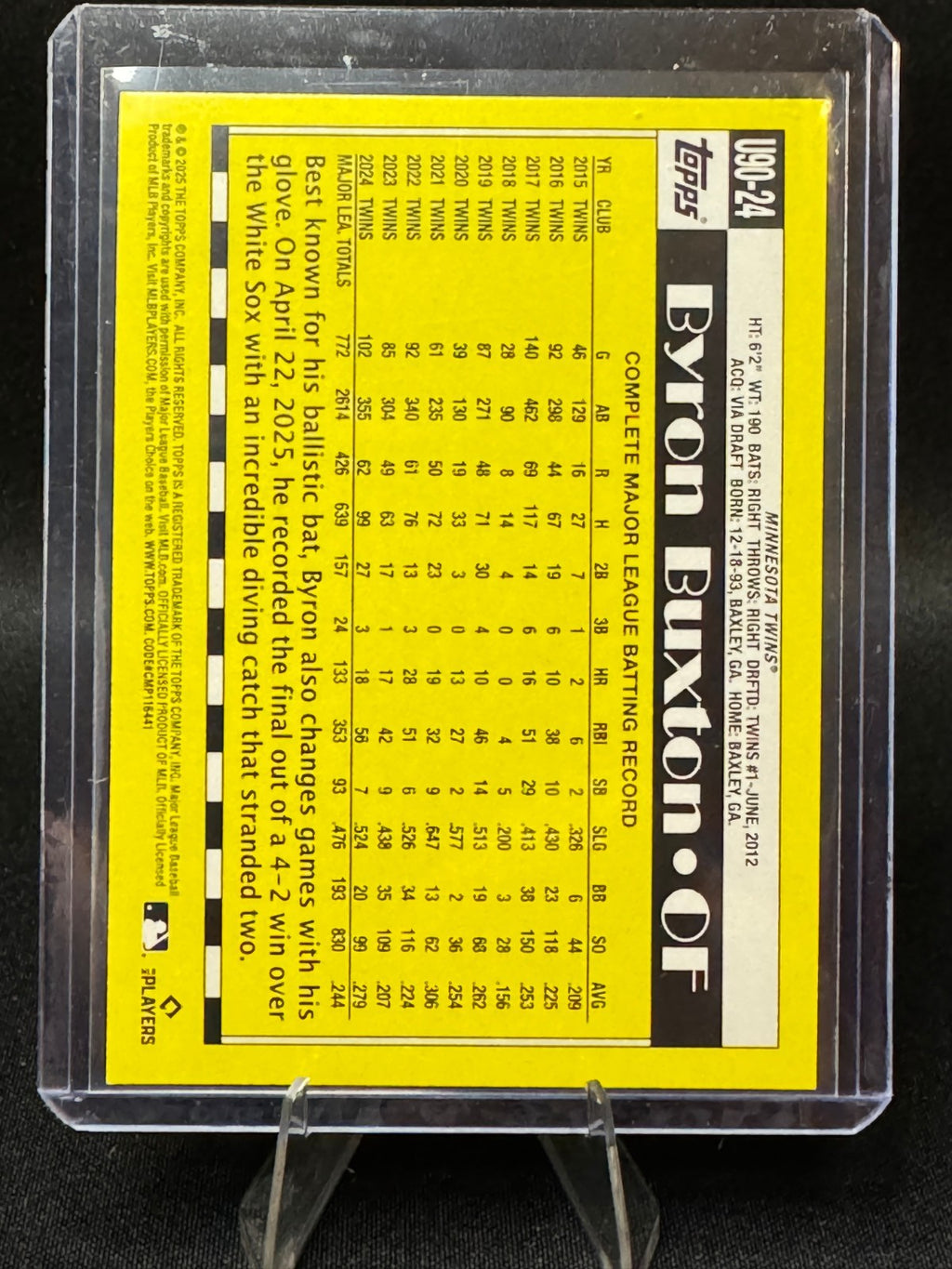 2025 Topps Update Byron Buxton 1990 35th Anniversary Pink Foil Minnesota Twins