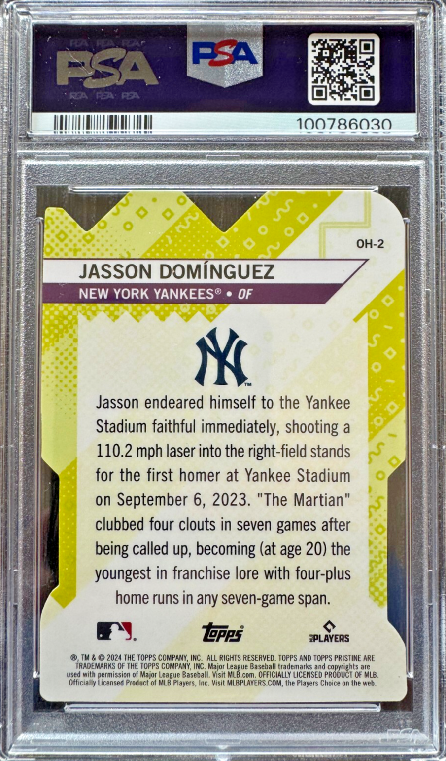 2024 Topps Pristine Oh Snap! Jasson Dominguez Domínguez #OH-2 PSA 9 Rookie RC