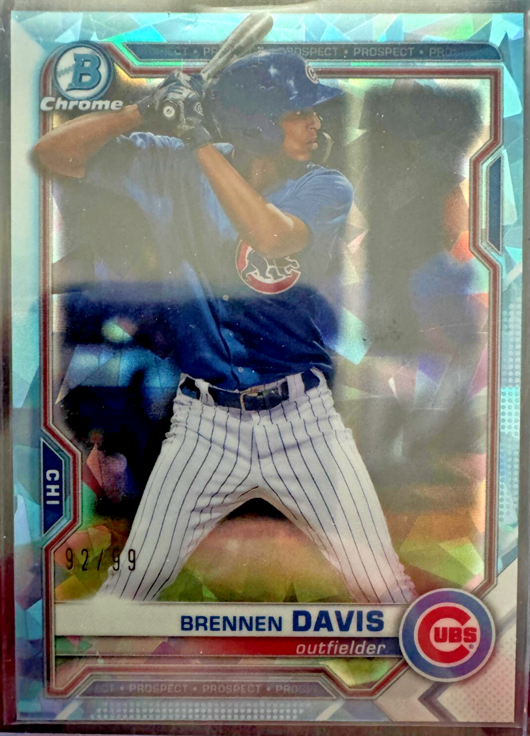 2021 Bowman Sapphire Edition - Chrome Prospects Brennen Davis #BCP-65 Aqua Ref..
