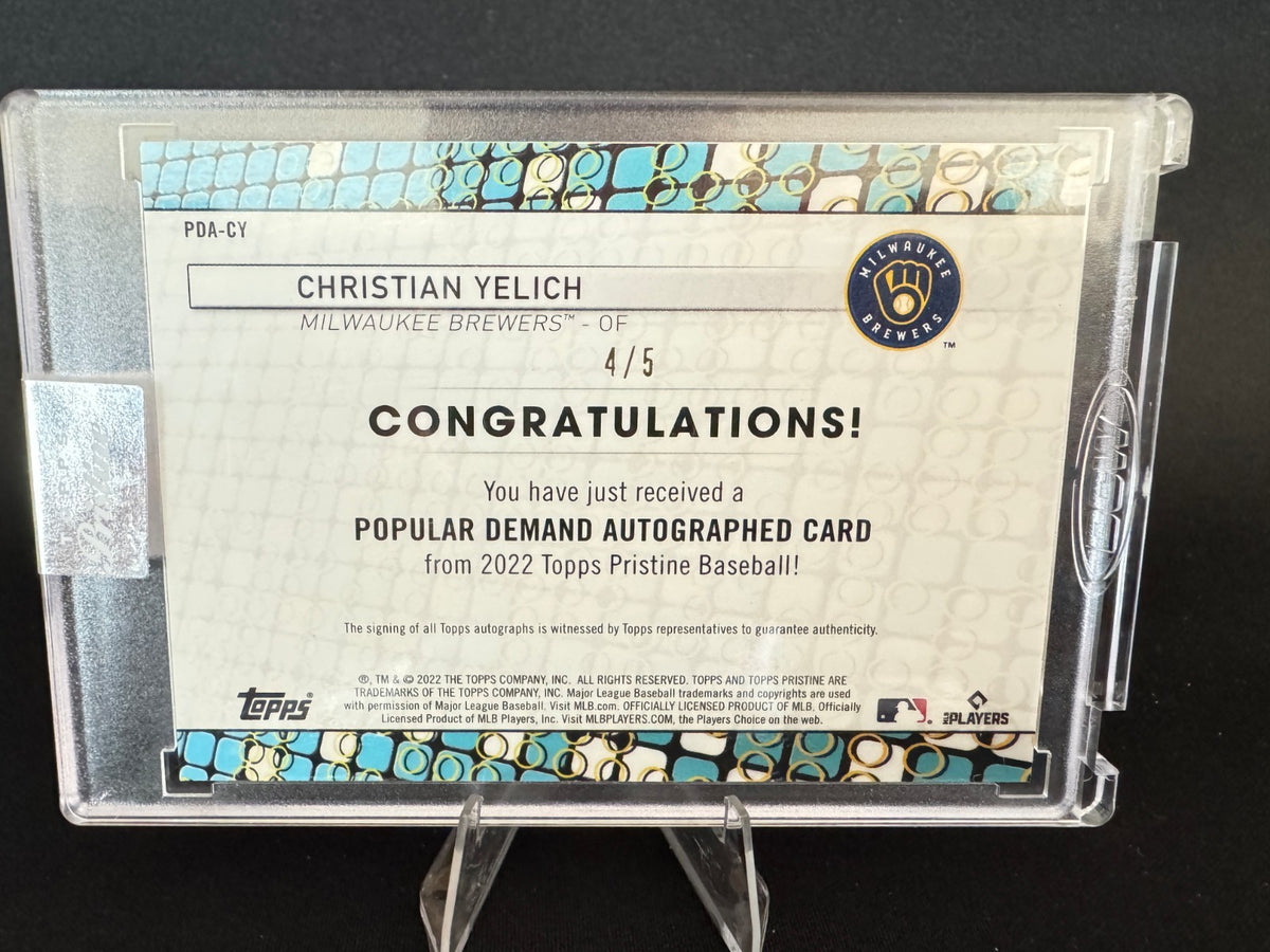 2022 Topps Pristine Christian Yelich Encased Auto Red 4/5 PDA-CY