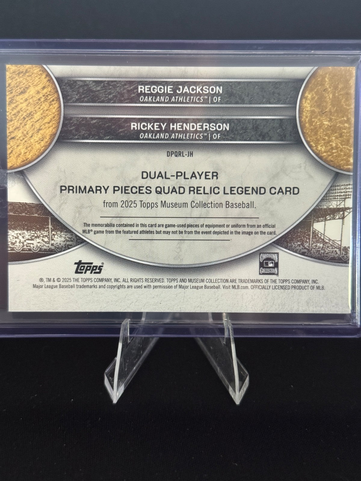 2025 Topps Museum Collection Rickey Henderson Reggie Jackson Gold Quad Relic /49