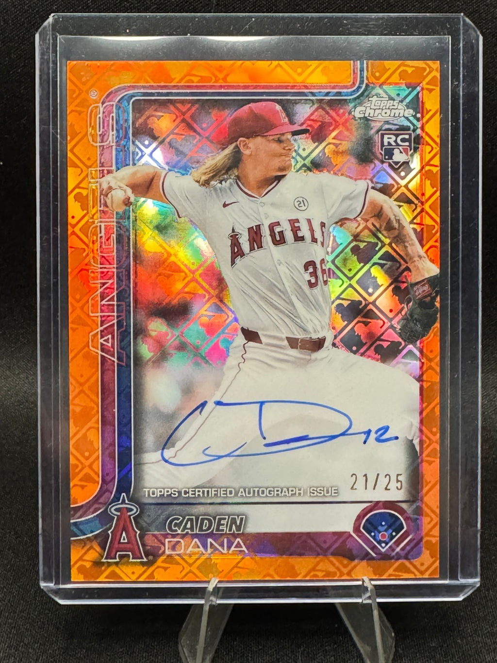 2025 Topps Chrome Logofractor Caden Dana Rookie Orange Auto 21/25 SP Angels RC