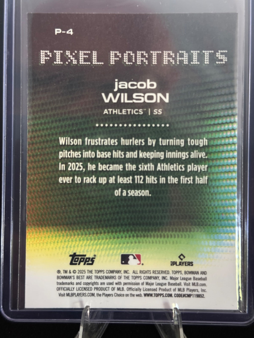 2025 Bowman's Best Jacob Wilson Pixel Portraits RC Rookie #P-4 Athletics