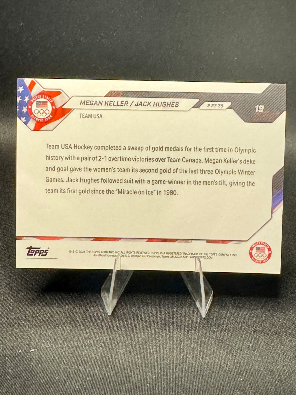 Megan Keller / Jack Hughes - 2026 Olympics Topps NOW® - PR: 36127