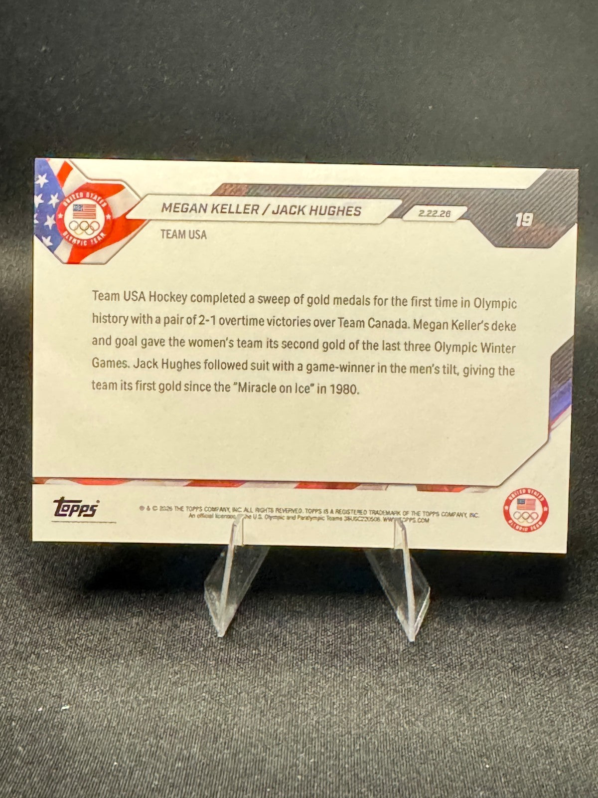 Megan Keller / Jack Hughes - 2026 Olympics Topps NOW® - PR: 36127