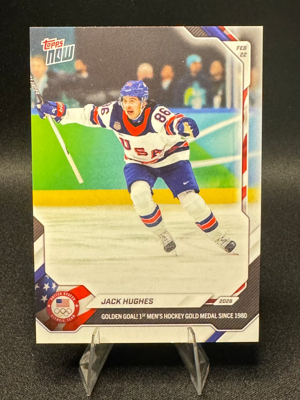 2026 Topps Now Winter Olympics Golden Goal Gold Medal USA 18 Jack Hughes