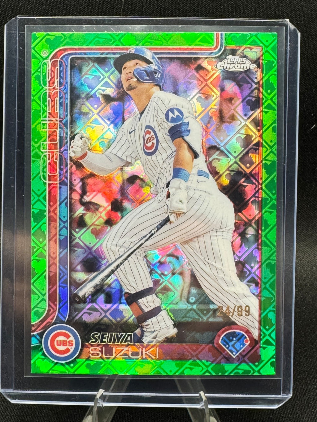 2025 Topps Chrome Logofractor Seiya Suzuki, Seiya Suzuki #210 Green /99 Cubs