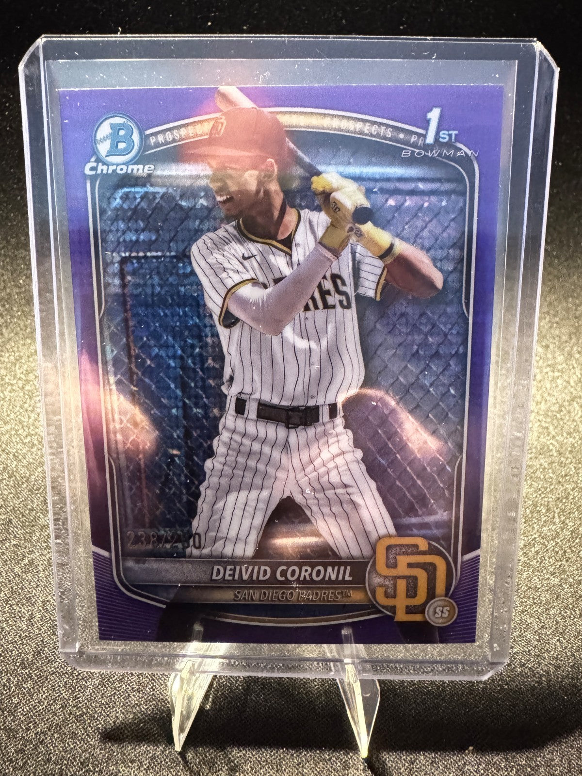 2025 Bowman Chrome Deivid Coronil 238/250 Purple Pulsar #BCP-173 - Padres