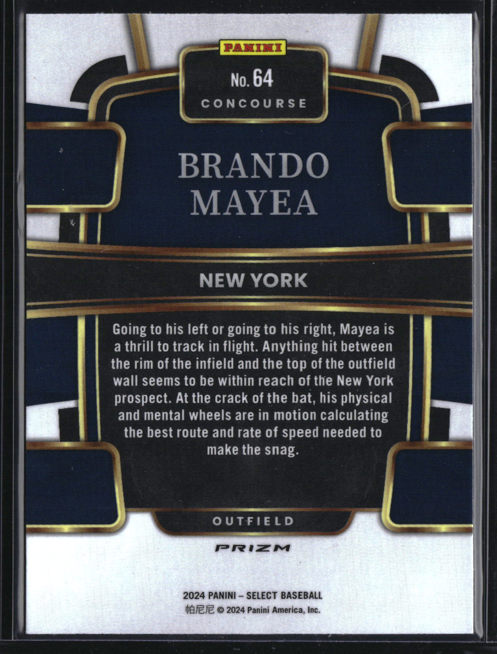 2024 Panini Select #64 Brando Mayea Tri-Color Prizm
