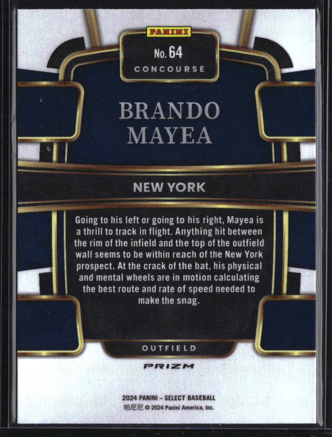 2024 Panini Select #64 Brando Mayea Tri-Color Prizm