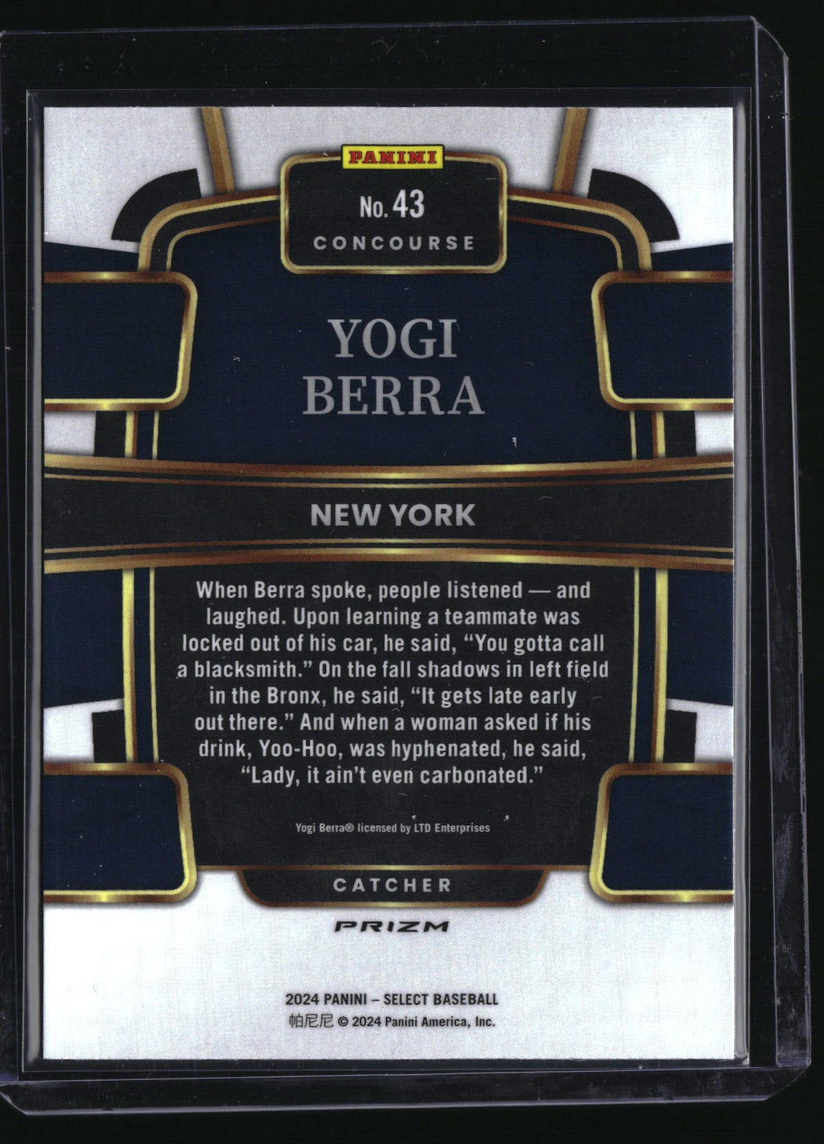 2024 Panini Select #43 Yogi Berra Tri-Color Prizm