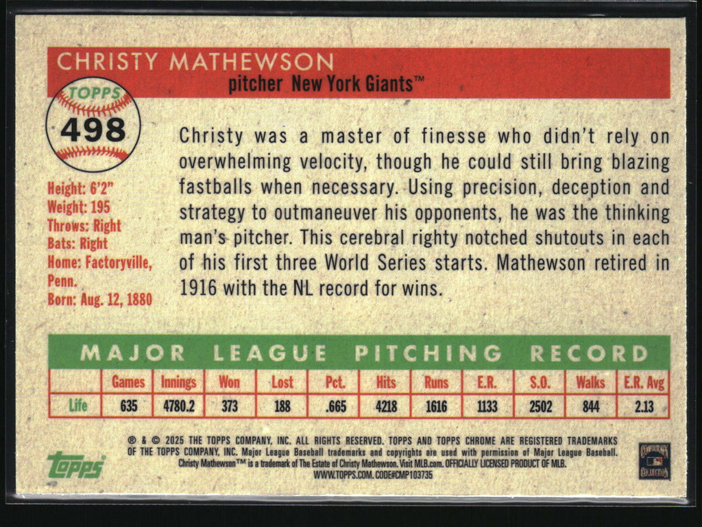 2025 Topps Chrome Platinum #498 Christy Mathewson Prism Refractor