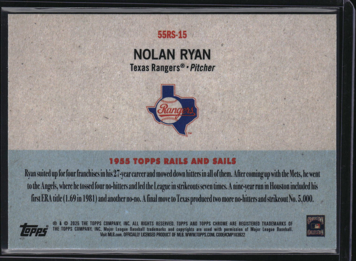 2025 Topps Chrome Platinum #55RS-15 Nolan Ryan 1955 Topps Rails and Sails