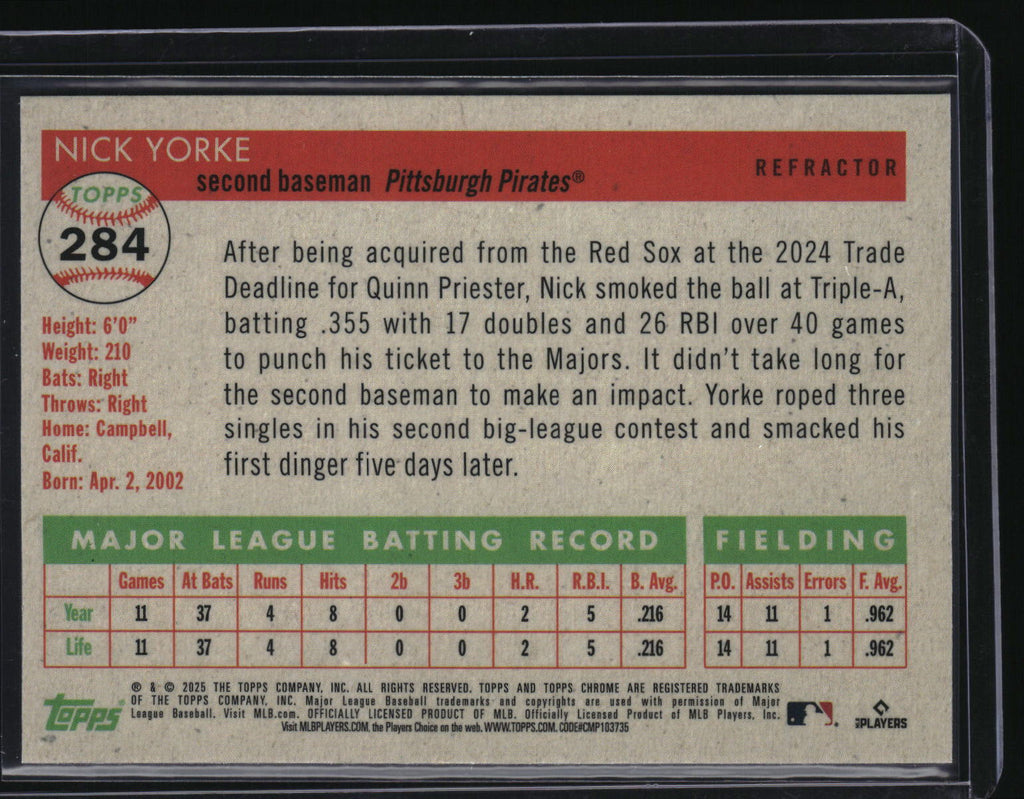 2025 Topps Chrome Platinum #284 Nick Yorke Refractor