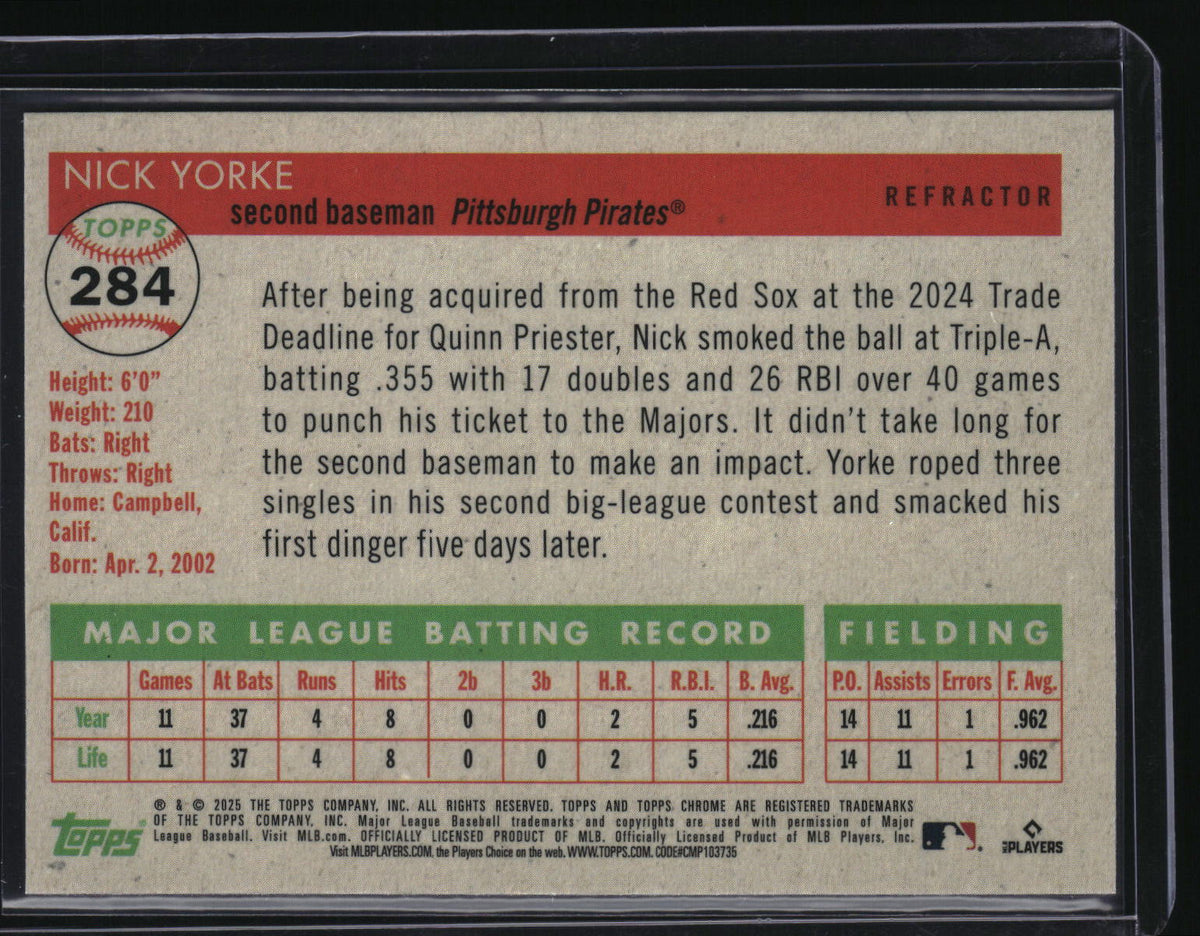 2025 Topps Chrome Platinum #284 Nick Yorke Refractor