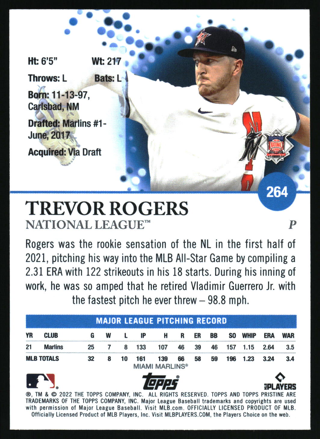 2022 Topps Pristine #264 Trevor Rogers