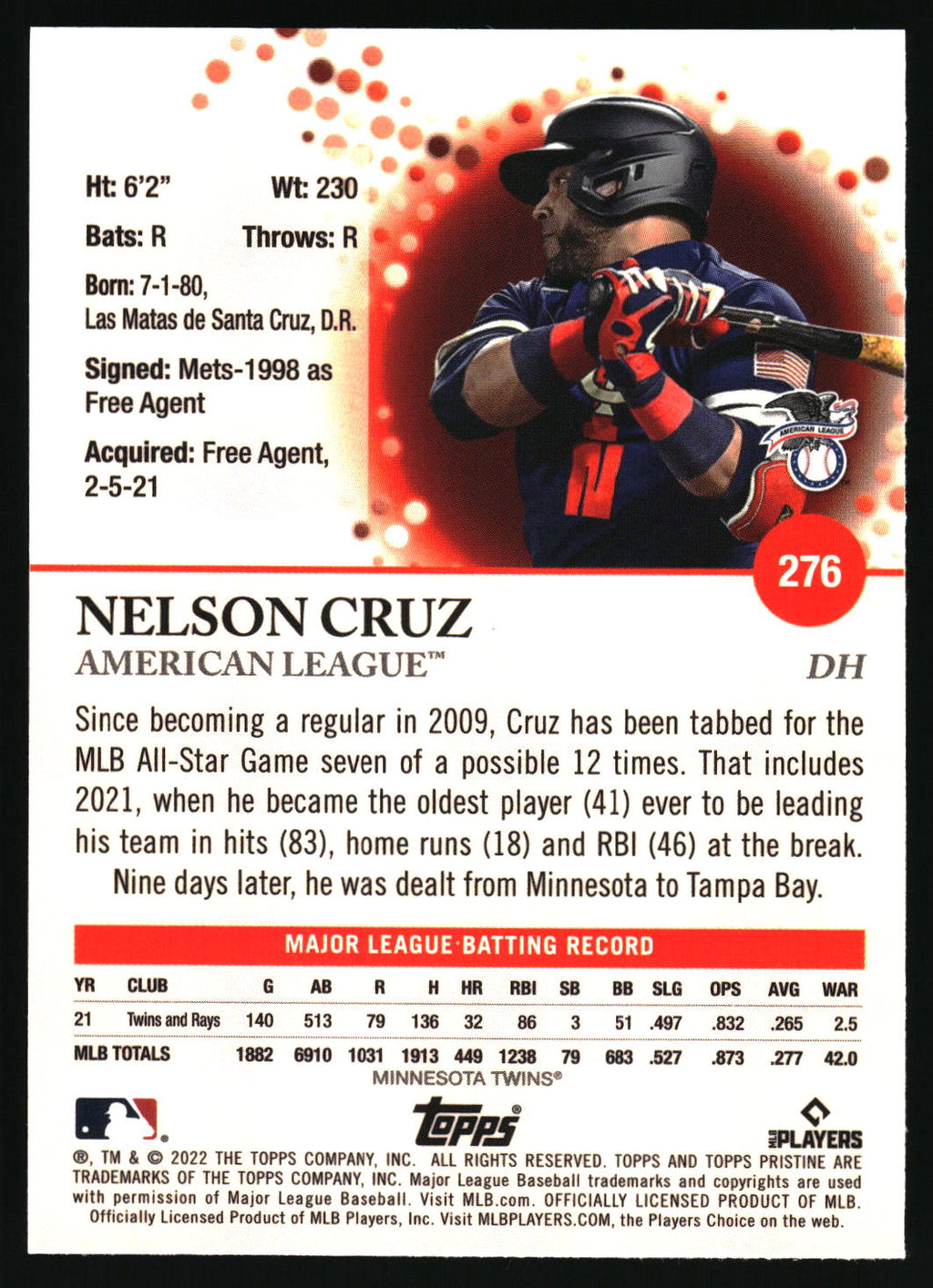 2022 Topps Pristine #276 Nelson Cruz