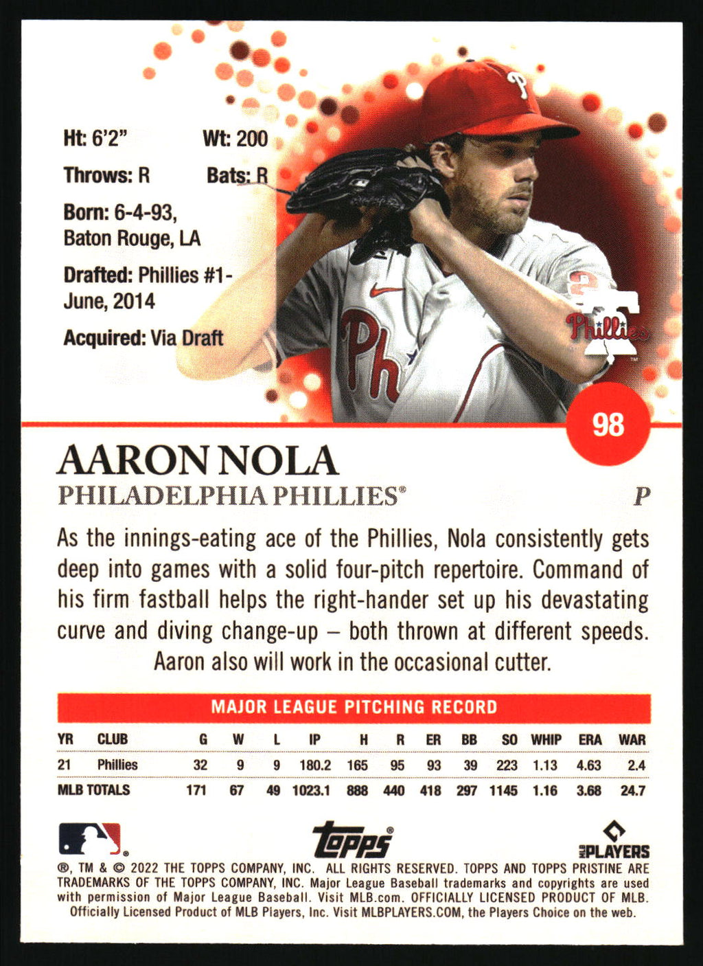 2022 Topps Pristine #98 Aaron Nola