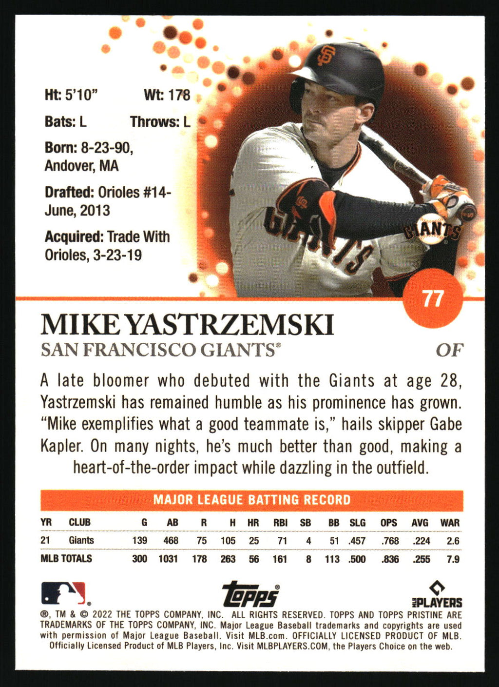 2022 Topps Pristine #77 Mike Yastrzemski