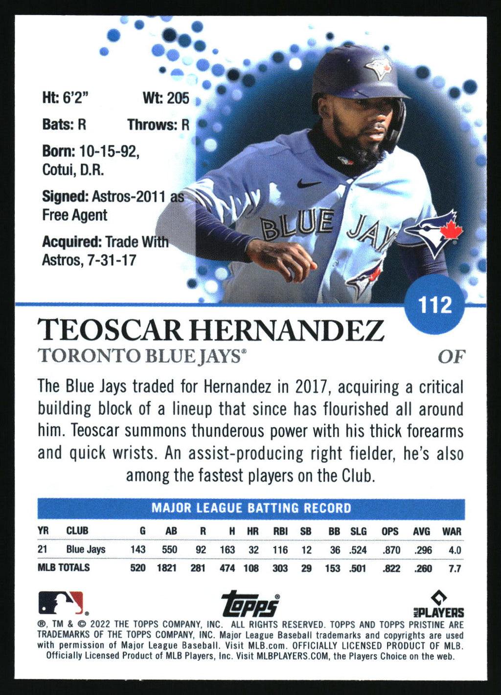2022 Topps Pristine #112 Teoscar Hernandez