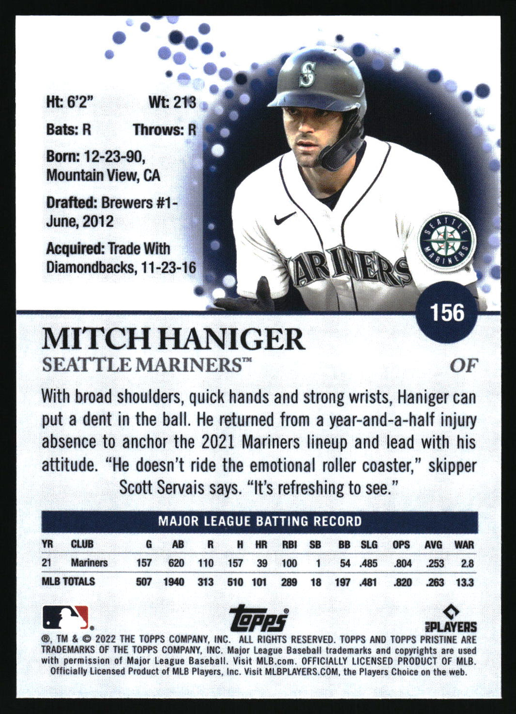 2022 Topps Pristine #156 Mitch Haniger