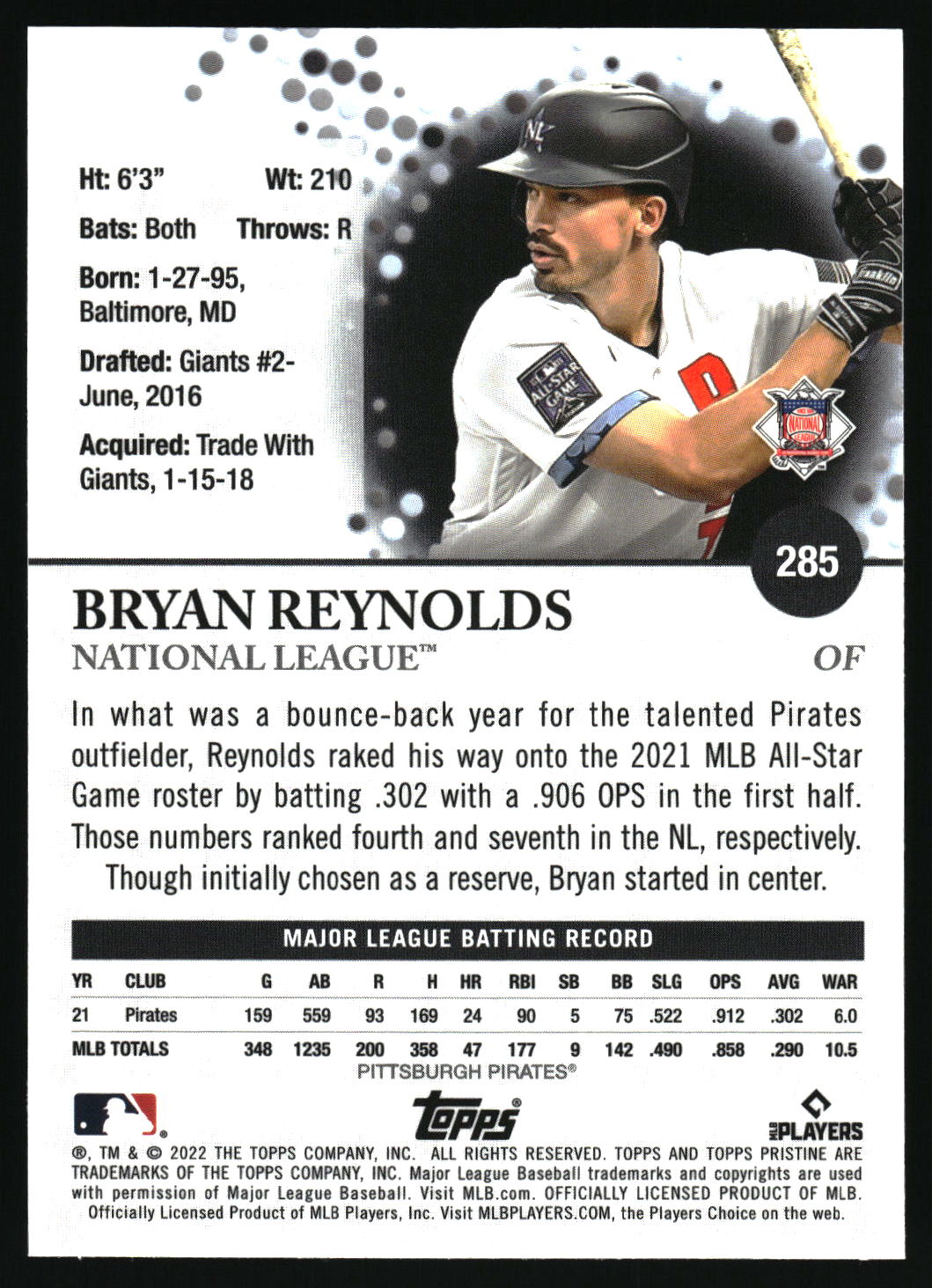 2022 Topps Pristine #285 Bryan Reynolds