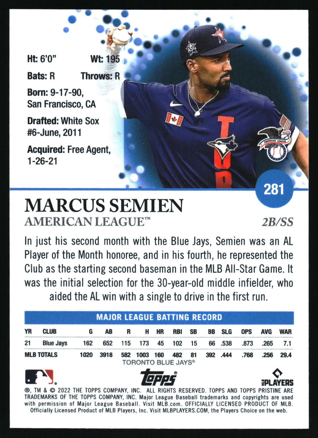 2022 Topps Pristine #281 Marcus Semien