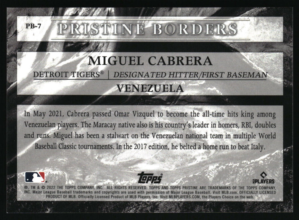 2022 Topps Pristine #PB-7 Miguel Cabrera Pristine Borders