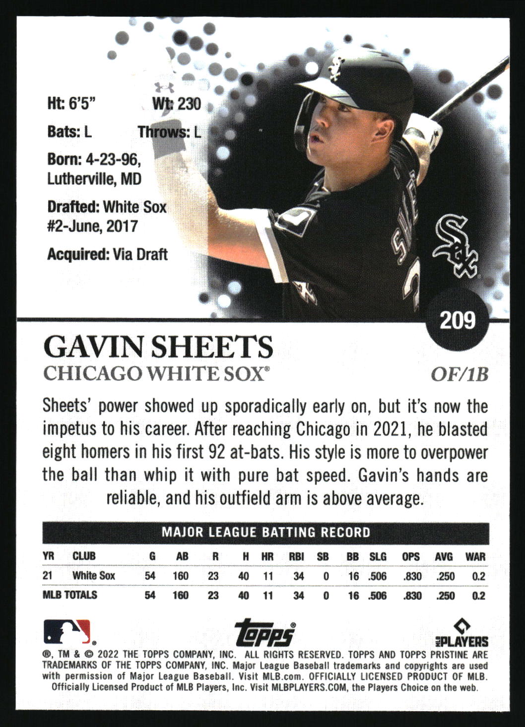 2022 Topps Pristine #209 Gavin Sheets