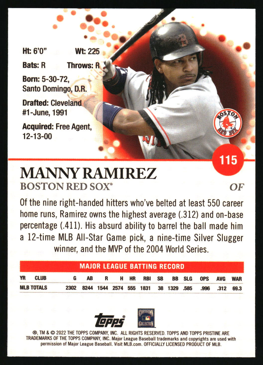 2022 Topps Pristine #115 Manny Ramirez