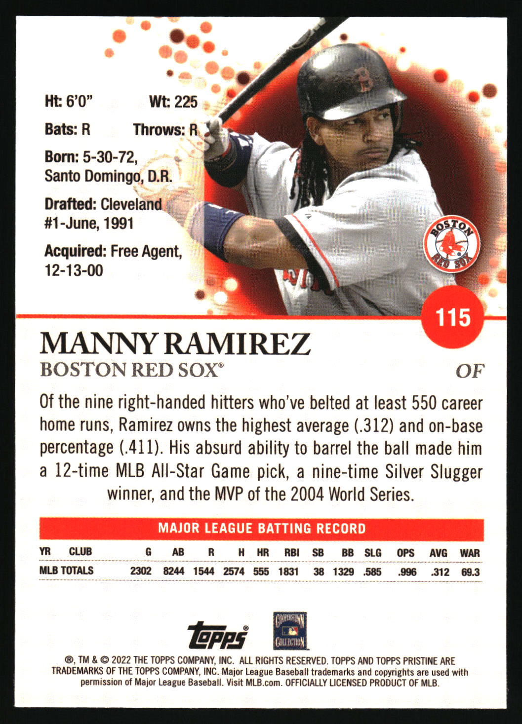 2022 Topps Pristine #115 Manny Ramirez