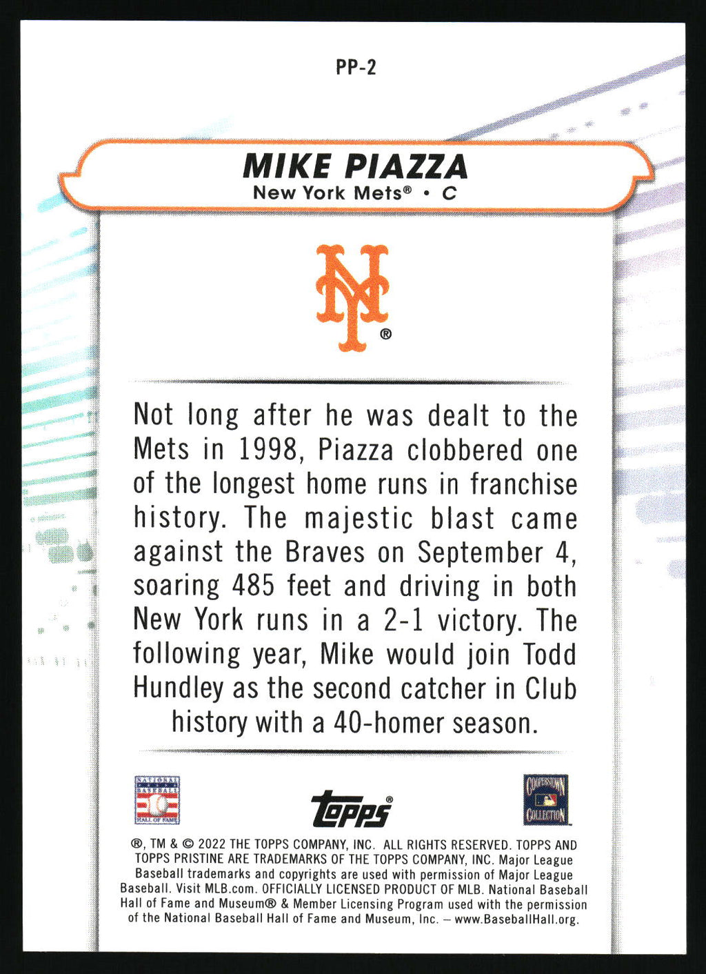 2022 Topps Pristine #PP-2 Mike Piazza Pure Power