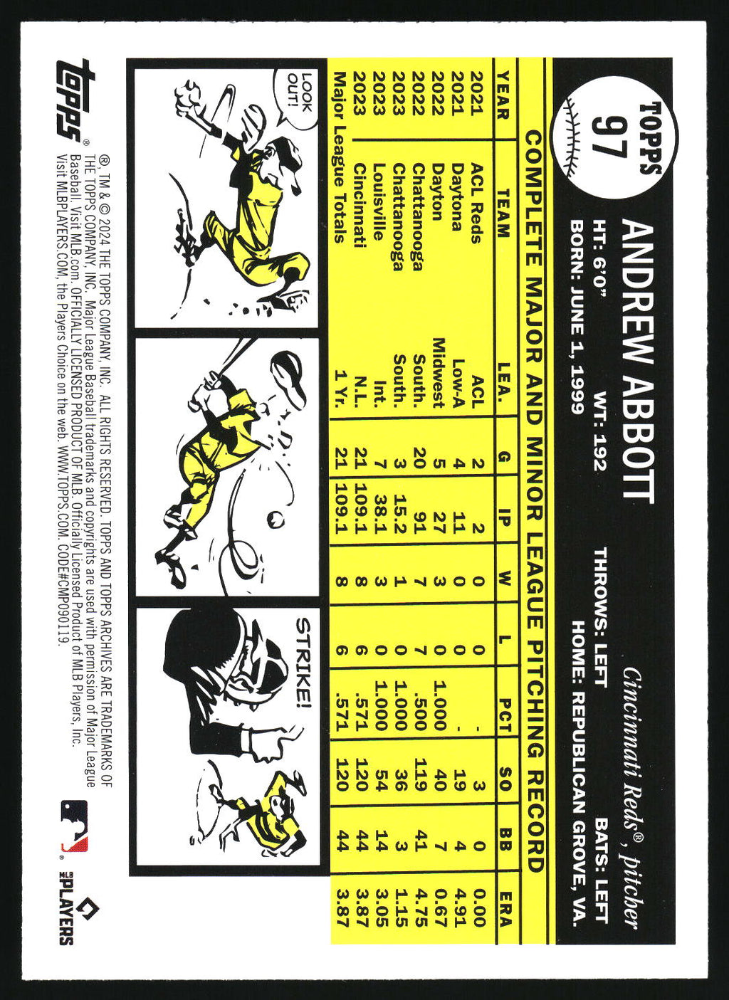 2024 Topps Archives #97 Andrew Abbott Yellow Foilboard