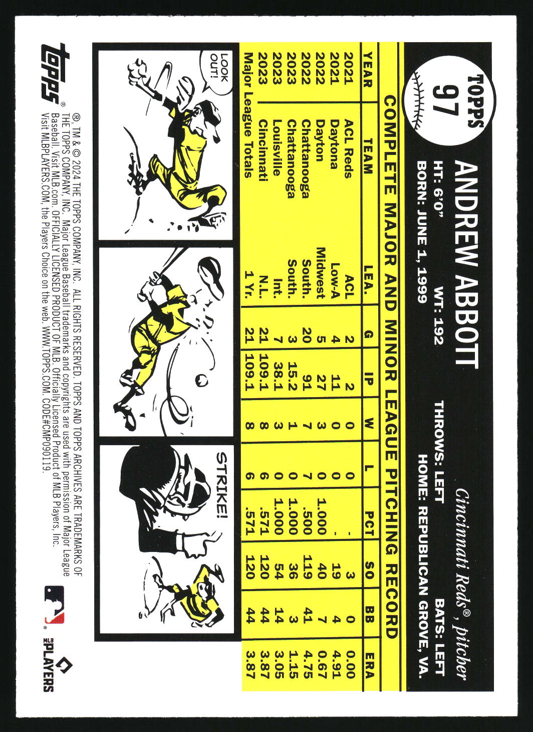 2024 Topps Archives #97 Andrew Abbott Yellow Foilboard