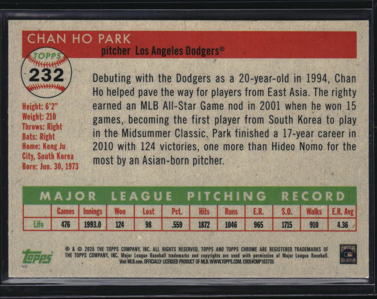 2025 Topps Chrome Platinum #232 Chan Ho Park Blue Prism Refractor