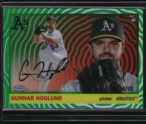 2025 Topps Chrome Platinum #385 Gunnar Hoglund Green Vibrations Refractor #/99
