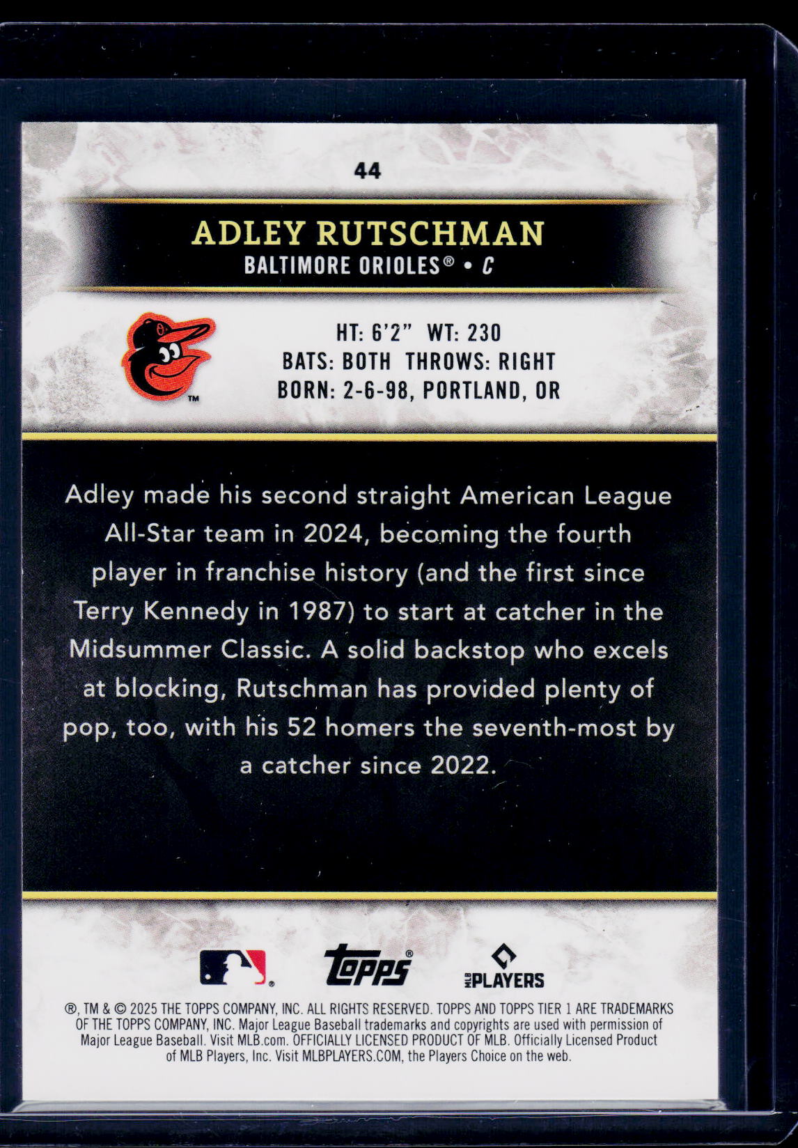 2025 Topps Tier One #44 Adley Rutschman #/125
