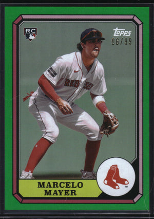 2025 Topps Archives #87BB-8 Marcelo Mayer Boardwalk and Baseball Green Foil #/99