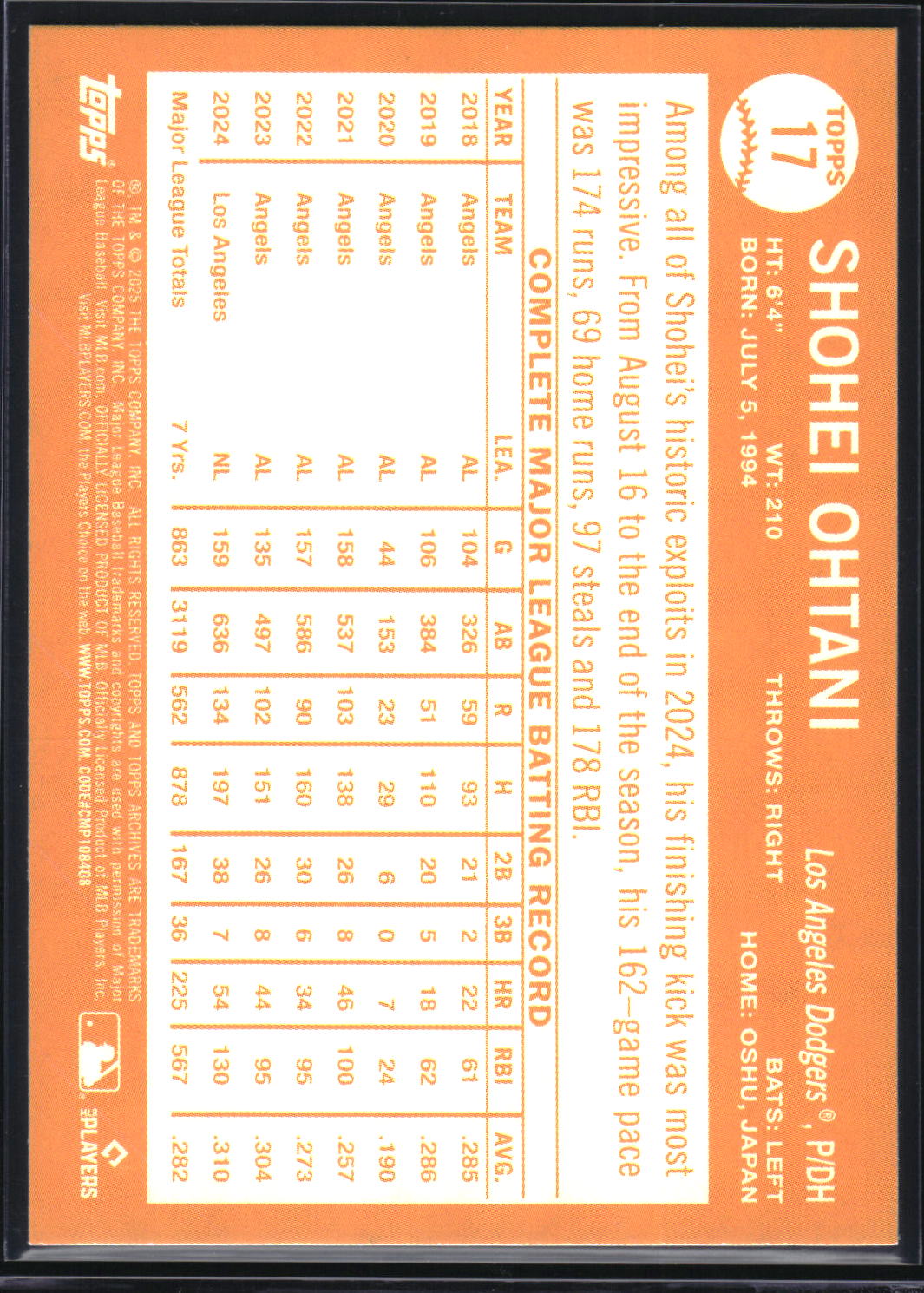 2025 Topps Archives #17 Shohei Ohtani Pink Foilboard