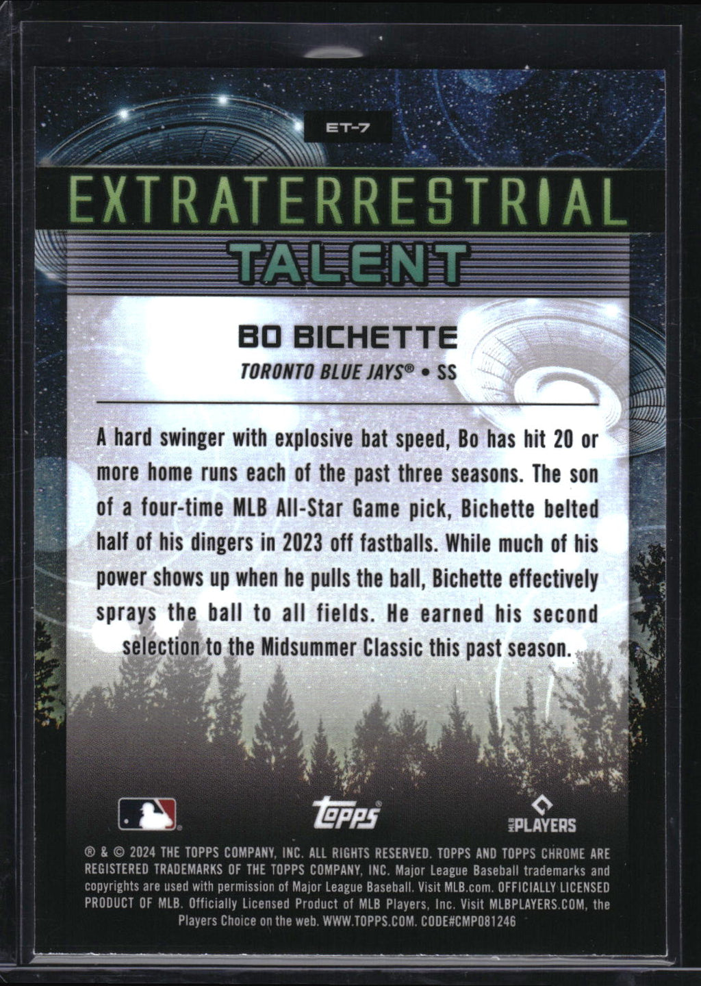 2024 Topps Chrome Cosmic #ET-7 Bo Bichette Extraterrestrial Talent