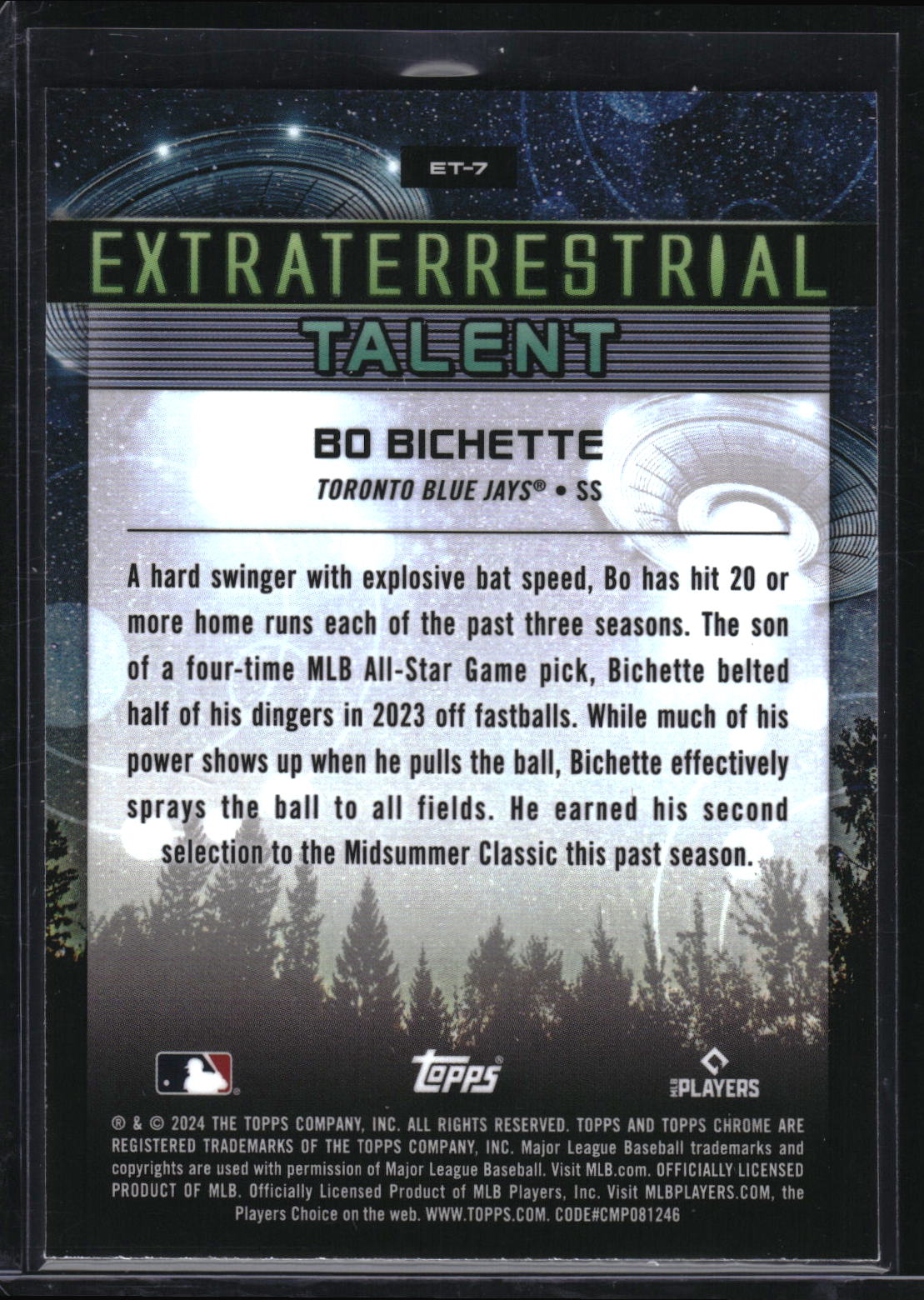 2024 Topps Chrome Cosmic #ET-7 Bo Bichette Extraterrestrial Talent