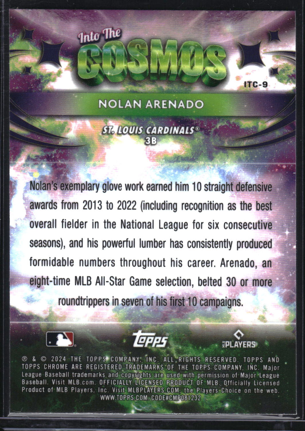 2024 Topps Chrome Cosmic #ITC-9 Nolan Arenado Into the Cosmos