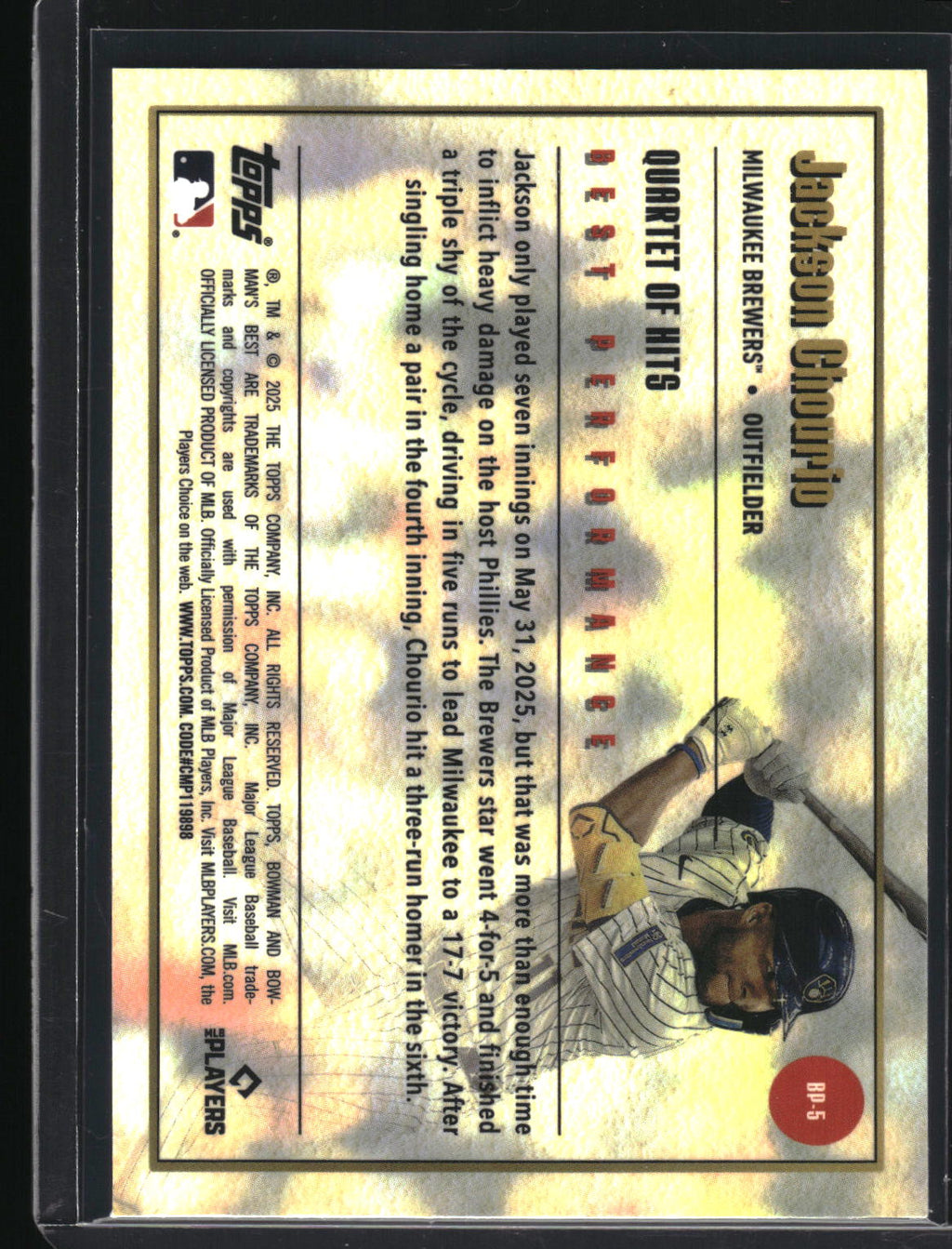 2025 Bowman's Best #BP-5 Jackson Chourio Best Performance