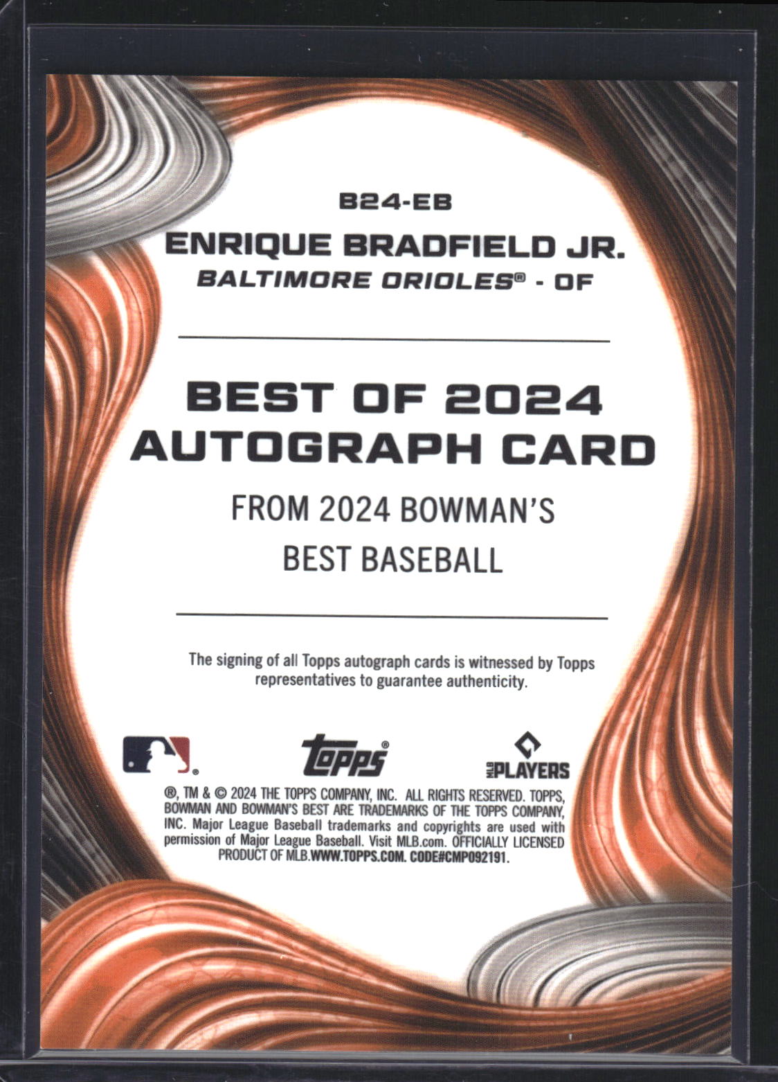 2024 Bowman's Best #B24-EB Enrique Bradfield Jr. Best of 2024 Autographs