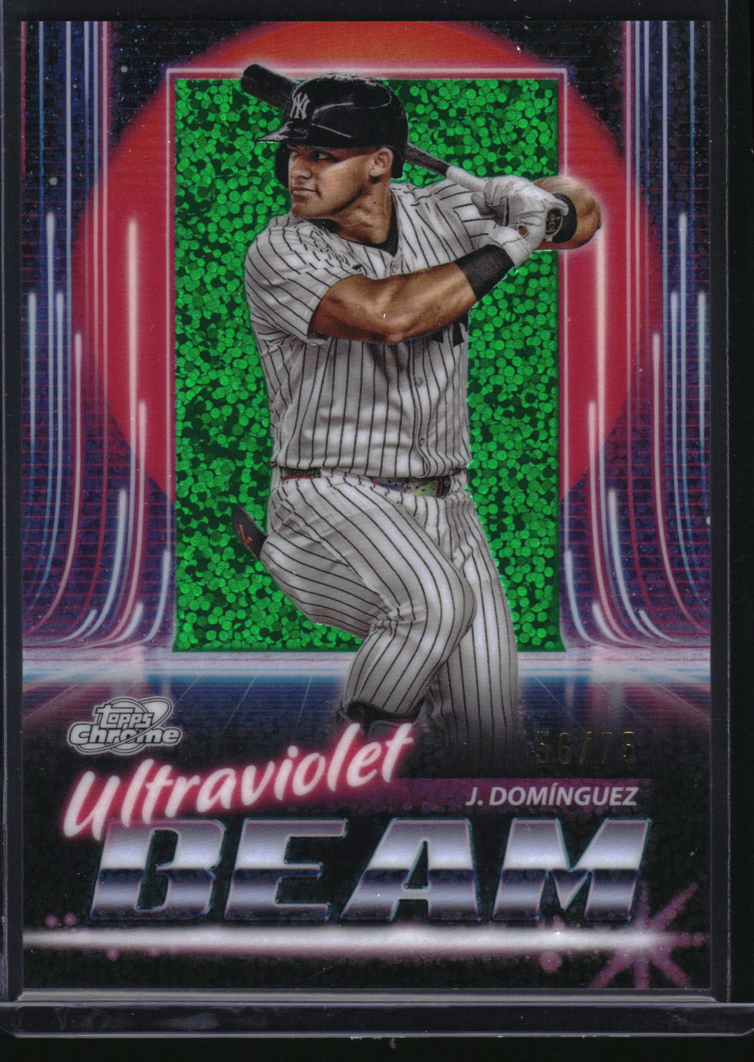2025 Topps Chrome Cosmic UB-16 Jasson Domínguez Ultraviolet Beam Green Dust /75