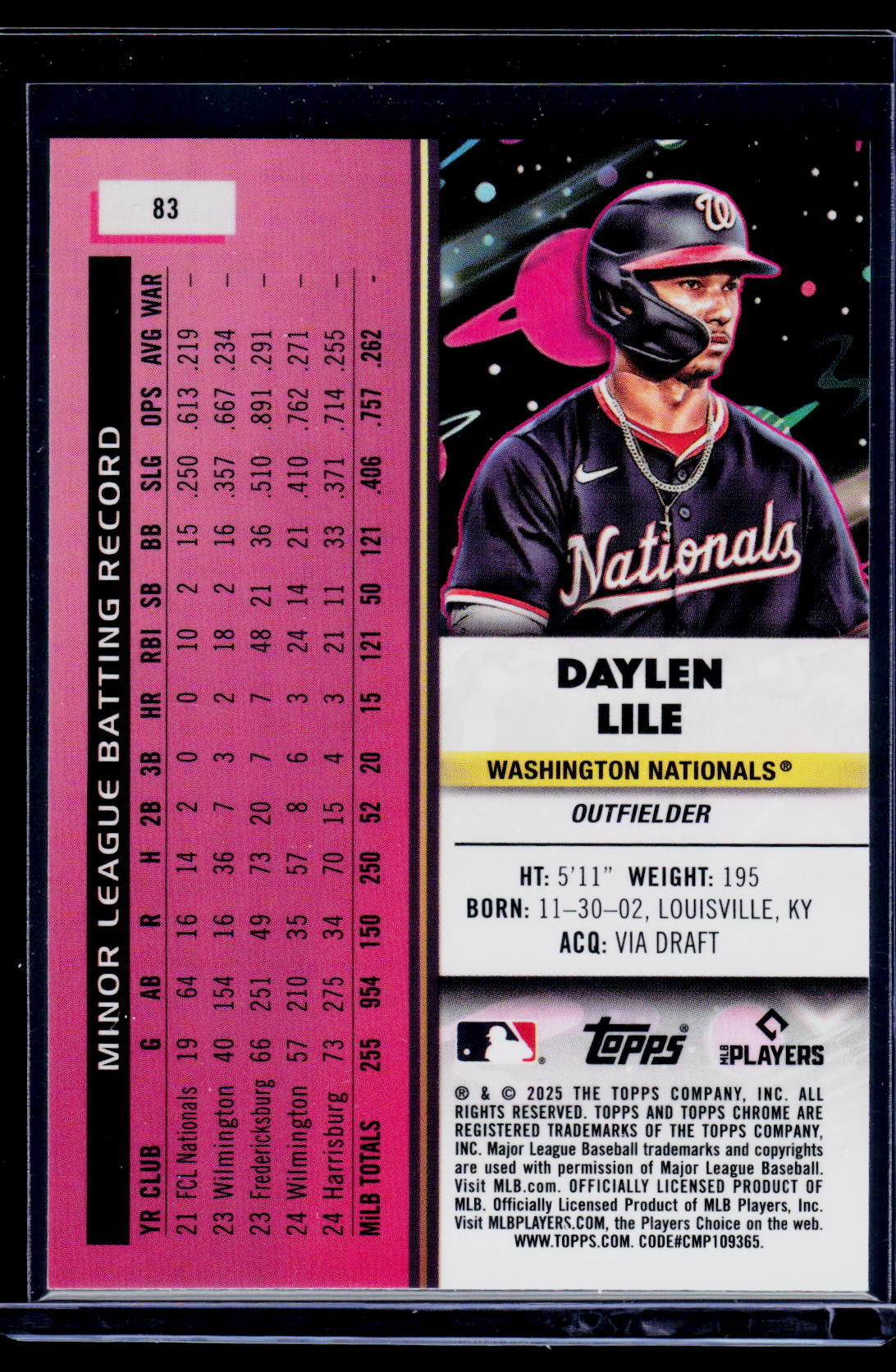 2025 Topps Chrome Cosmic #83 Daylen Lile White Hole Refractor
