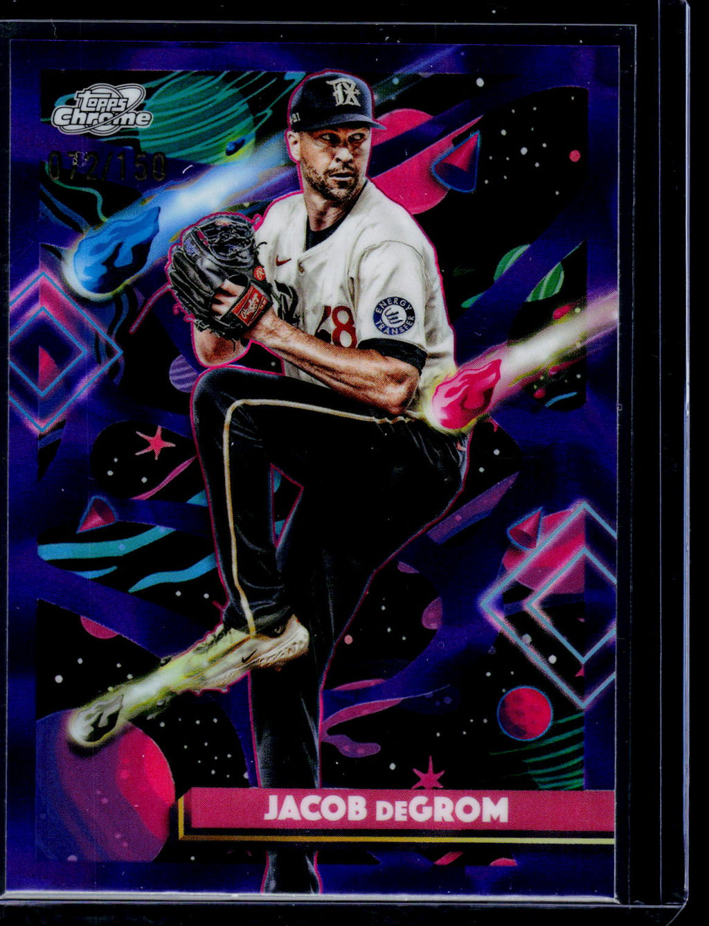 2025 Topps Chrome Cosmic #198 Jacob deGrom Purple Nebula Refractor #/150